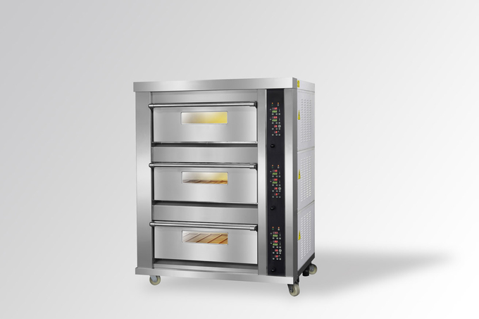 Electric / Gas 50kg/Hr 3 Decks 9 Trays Bread Deck Oven 0